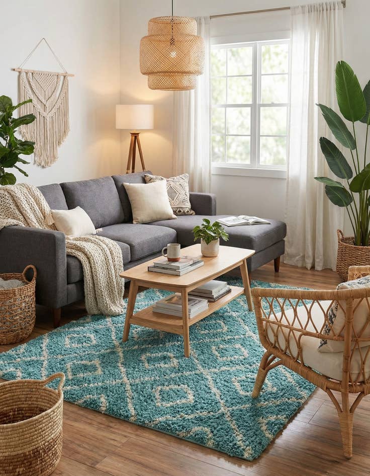 Detail image of  7' 10 x 7' 10 Lattice Shag Square Rug