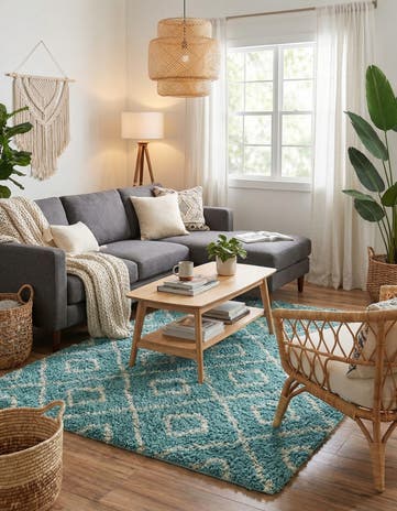 7' 10 x 7' 10 Lattice Shag Square Rug