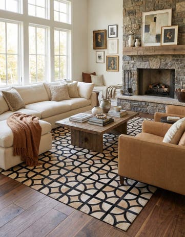 5' x 7' 10 Cowhide Leather Rug