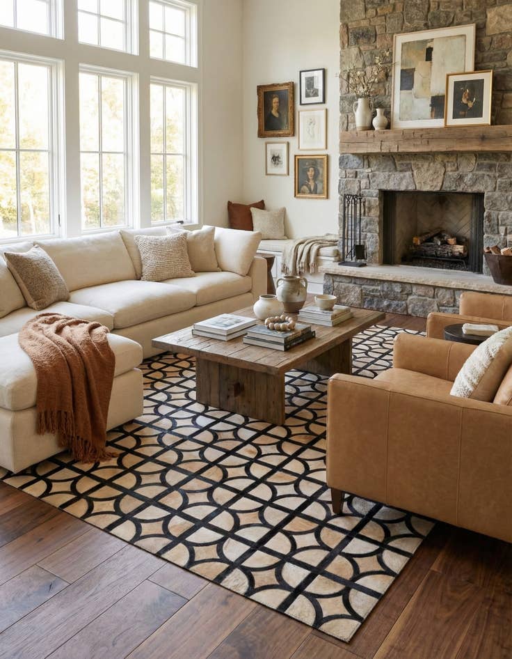 Detail image of 5' x 7' 10 Cowhide Leather Rug