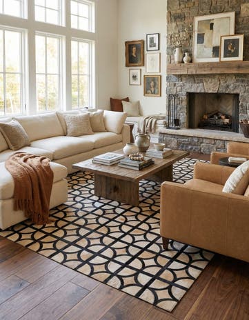5' x 7' 10 Cowhide Leather Rug