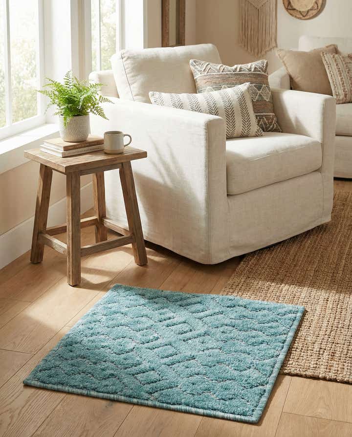 1' 4 x 1' 4 Easy-Clean Trellis Textured Indoor / Outdoor Sample Rug