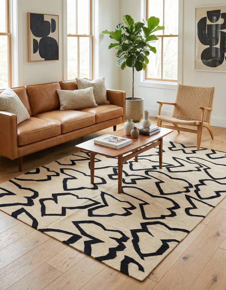 Detail image of 5' 1 x 6' 5  Hand Woven Kilim Modern Wool Rug