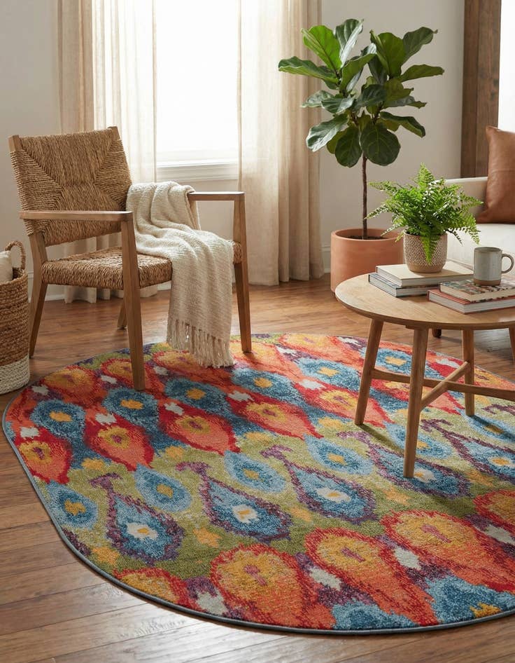 Detail image of 4' x 6'  Washable Modern Indoor / Outdoor Oval Rug
