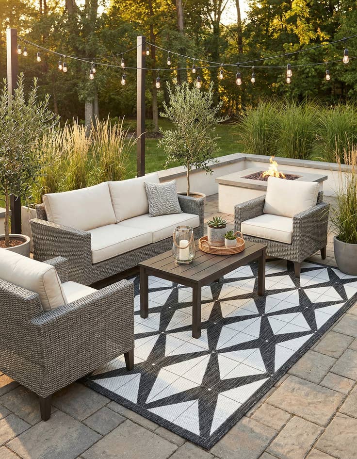 Detail image of 6' x 9' Easy-Clean Modern Indoor / Outdoor Rug