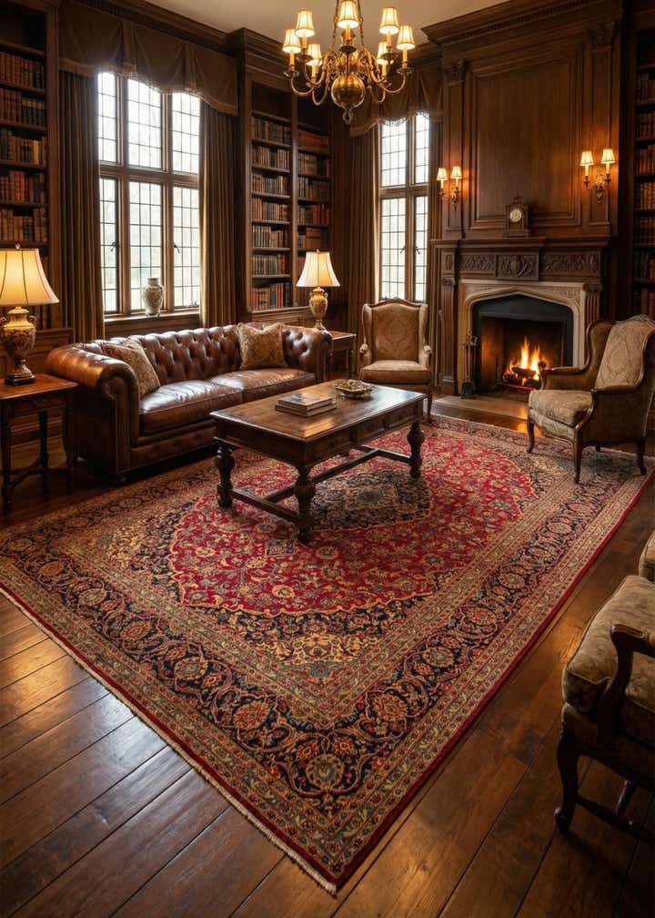9' 9 x 12' 10 Hand Knotted Kashan Persian Rug