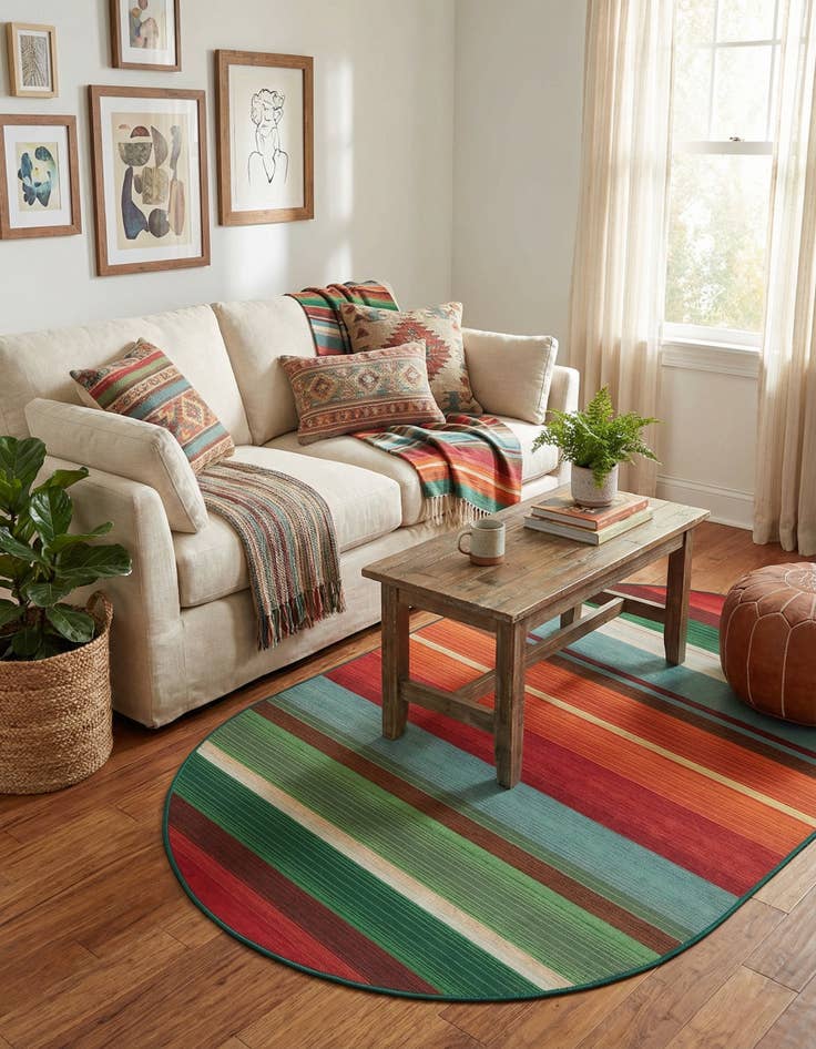 Detail image of 4' x 6' Easy-Clean Modern Indoor / Outdoor Oval Rug