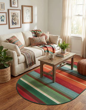 4' x 6' Easy-Clean Modern Indoor / Outdoor Oval Rug