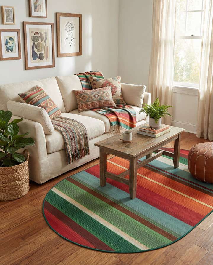 4' x 6' Easy-Clean Modern Indoor / Outdoor Oval Rug