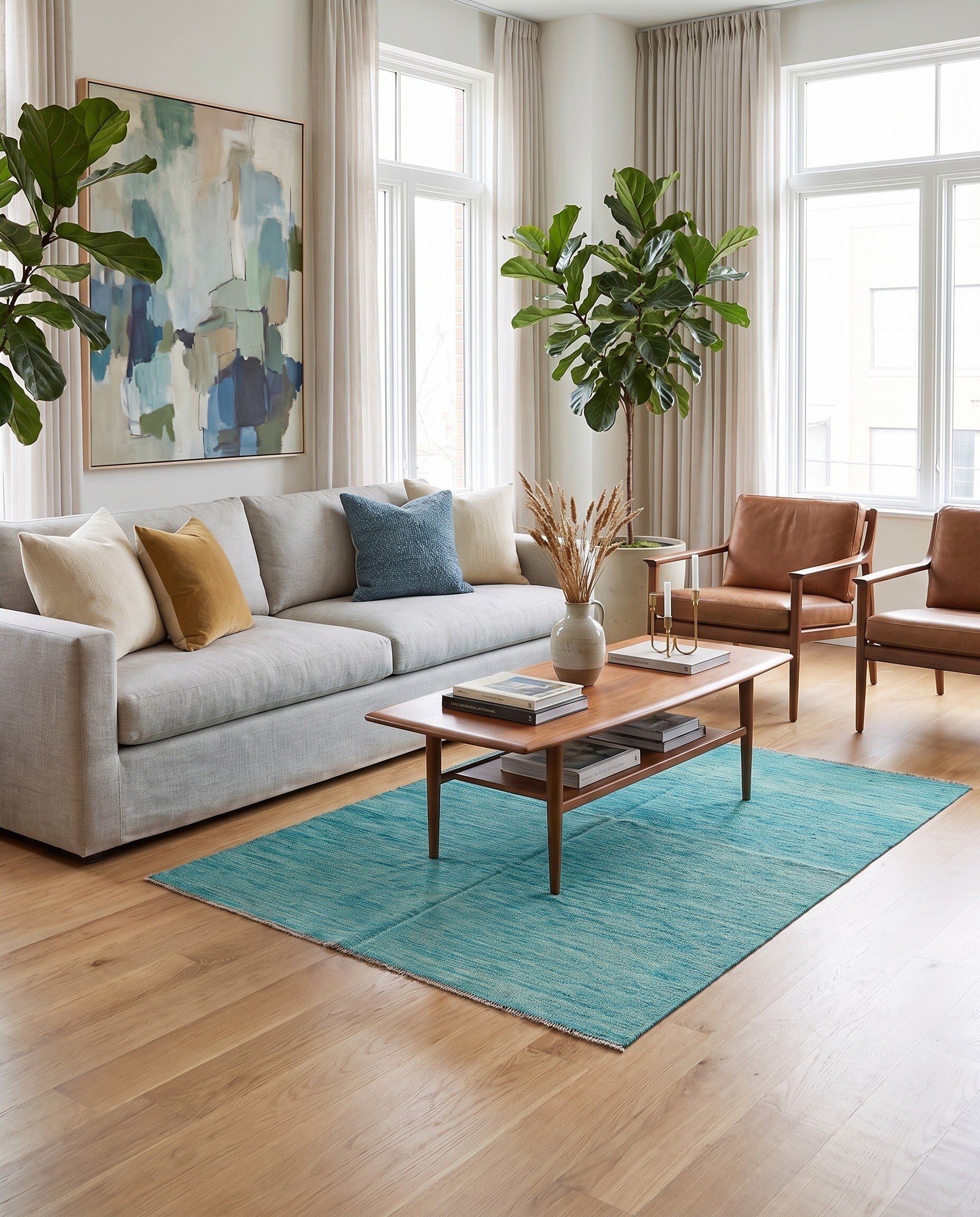 4' 10 x 6' 6 Hand Woven Kilim Modern Wool Rug