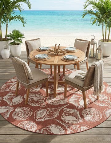 12' x 12' Easy-Clean Coastal Indoor / Outdoor Round Rug