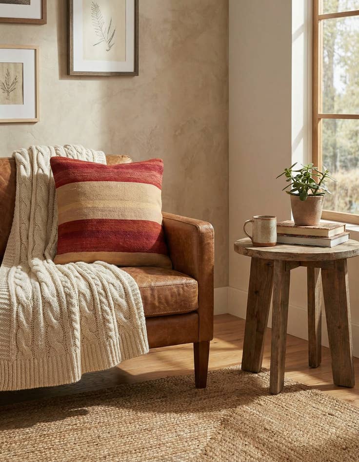 Detail image of 2' 5 x 2' 6  Hand Woven Pillow Wool Square Rug