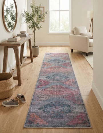 Antique Blue Washable Sisu Runner Rug