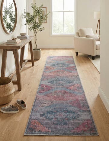 Antique Blue Washable Sisu Runner Rug