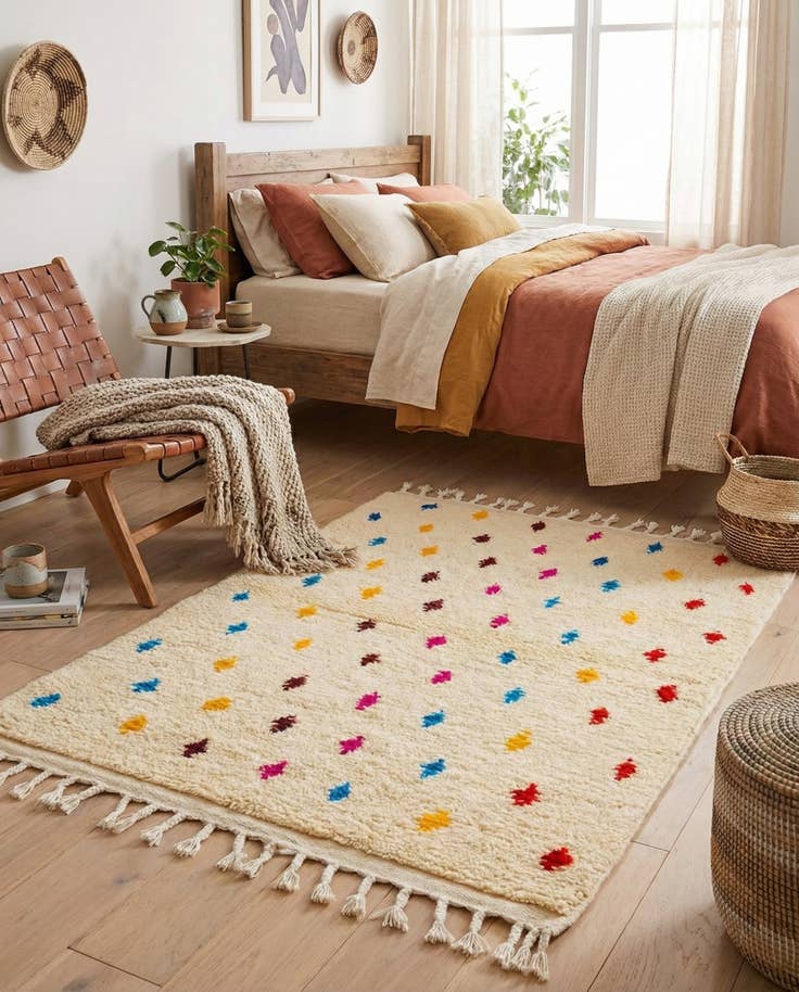 Detail image of 3' 4 x 4' 9 Hand Knotted Moroccan Wool Rug