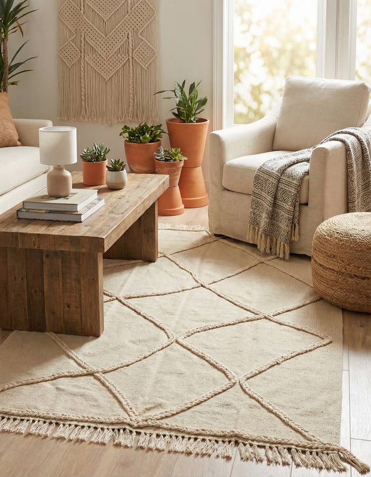 Detail image of  3' 4 x 5'  Hand Knotted Moroccan Wool Rug