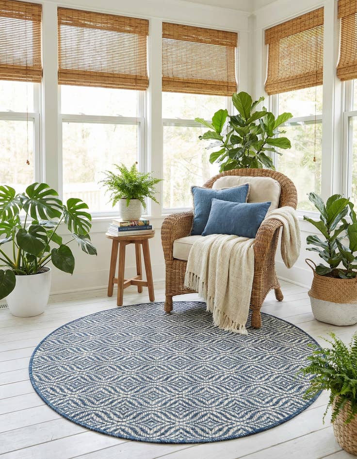 Detail image of 4' x 4'  Washable Trellis Indoor / Outdoor Round Rug
