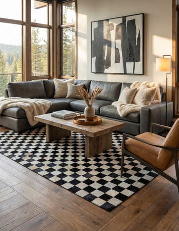 5' 1 x 8' Cowhide Leather Rug