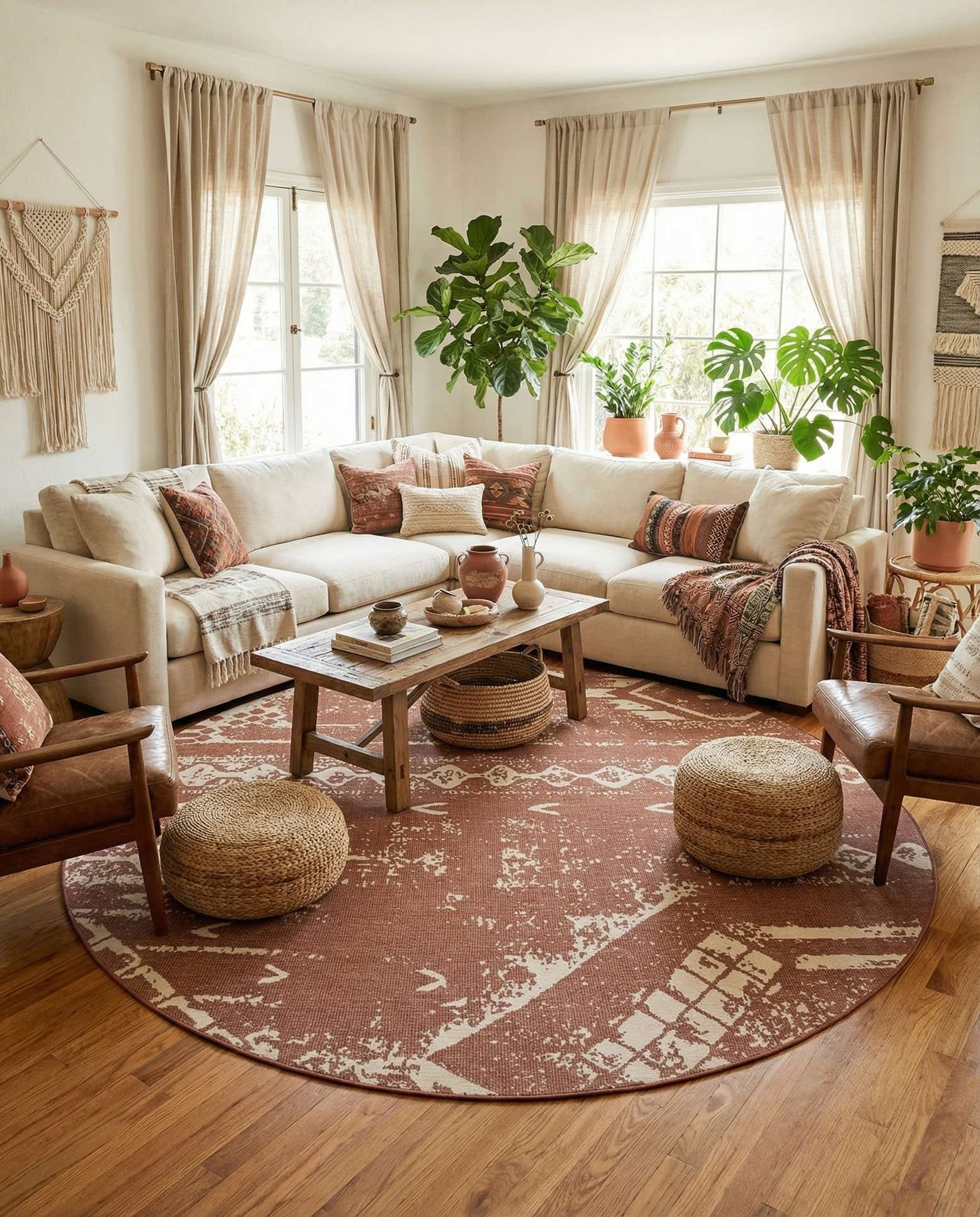 13' x 13' Easy-Clean Bohemian Indoor / Outdoor Round Rug