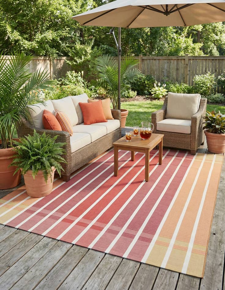 Detail image of 7' 10 x 10' Easy-Clean Striped Indoor / Outdoor Rug