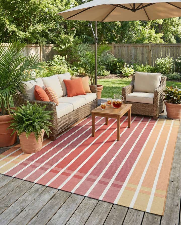 7' 10 x 10' Easy-Clean Striped Indoor / Outdoor Rug