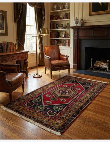 3' 6 x 6' 6 Hand Knotted Anatolian Oriental Wool Rug