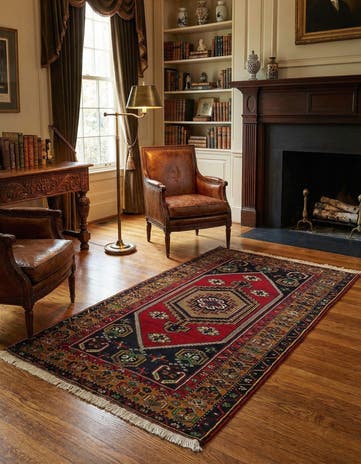 3' 6 x 6' 6 Hand Knotted Anatolian Oriental Wool Rug