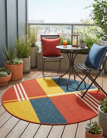 Easy-Clean Modern Indoor / Outdoor Round Rug