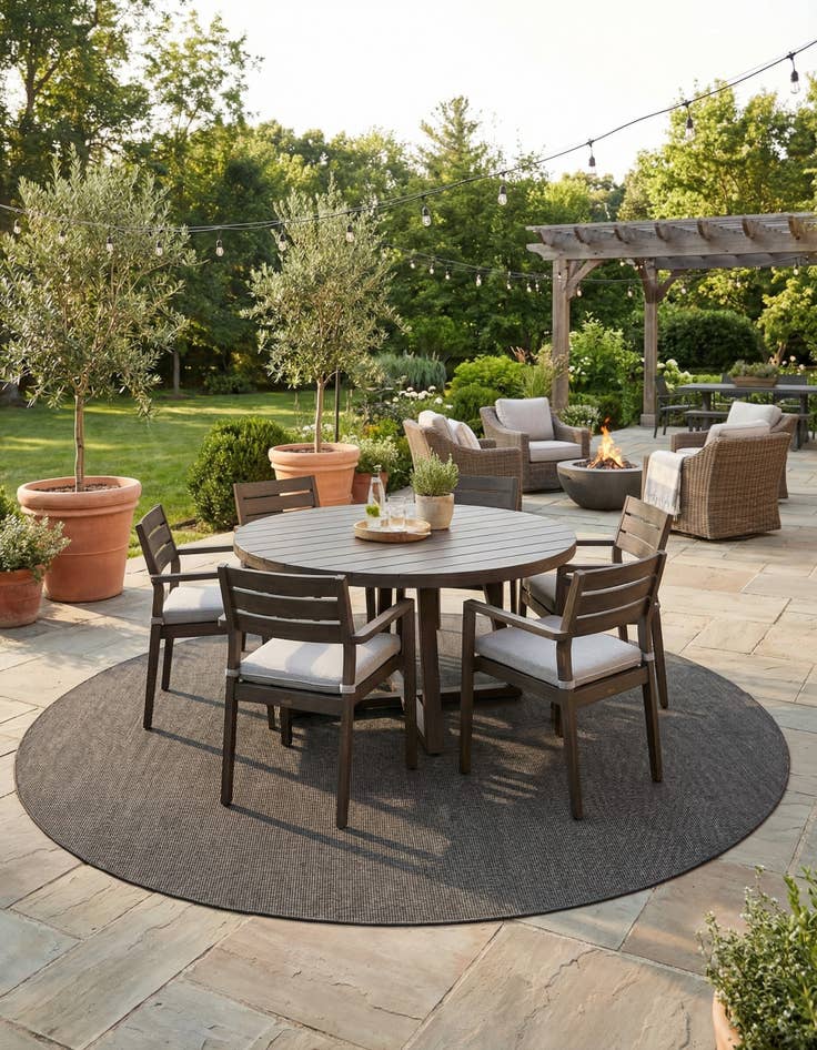 Detail image of  13' x 13'  Washable Solid Indoor / Outdoor Round Rug
