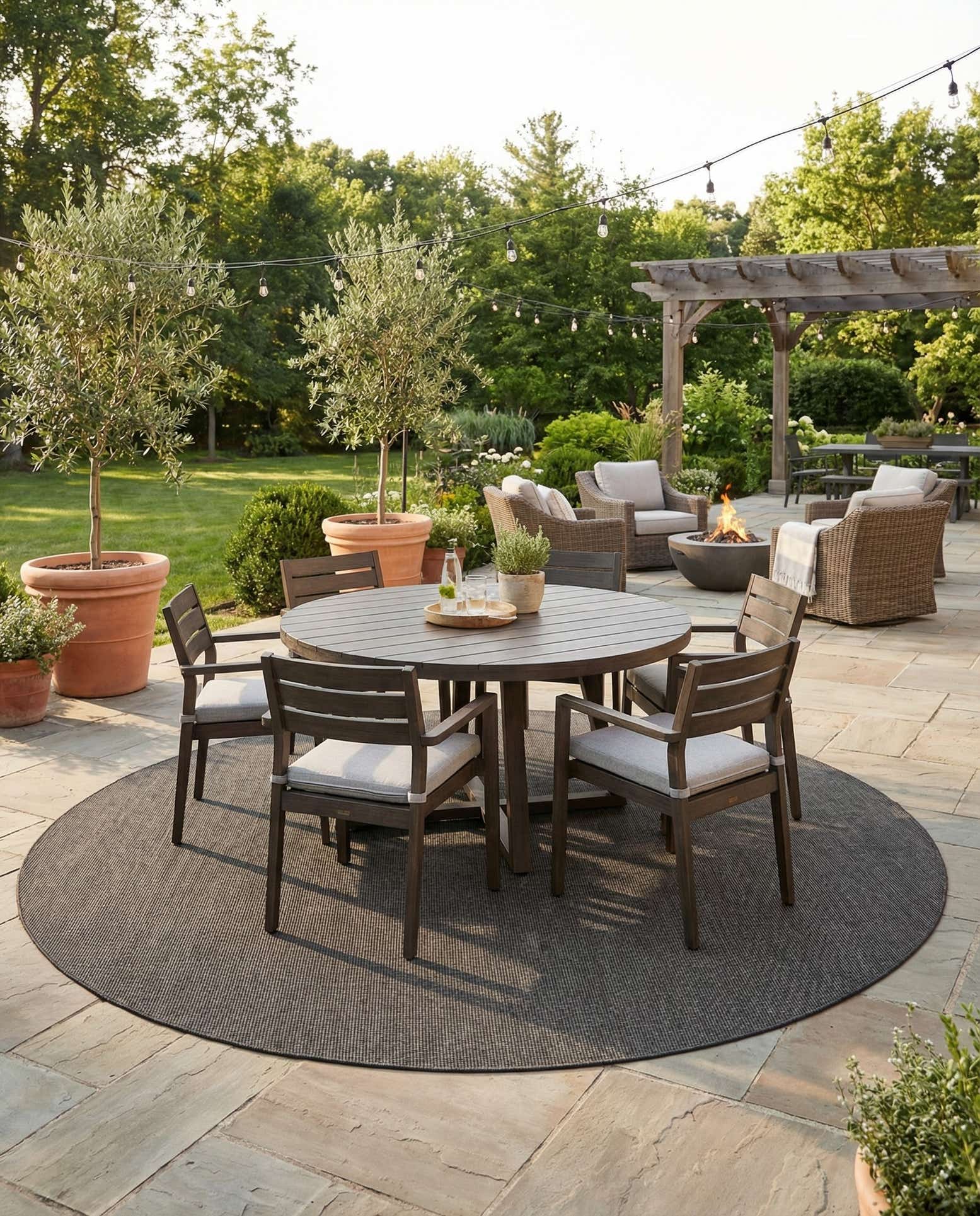 13' x 13' Easy-Clean Solid Indoor / Outdoor Round Rug