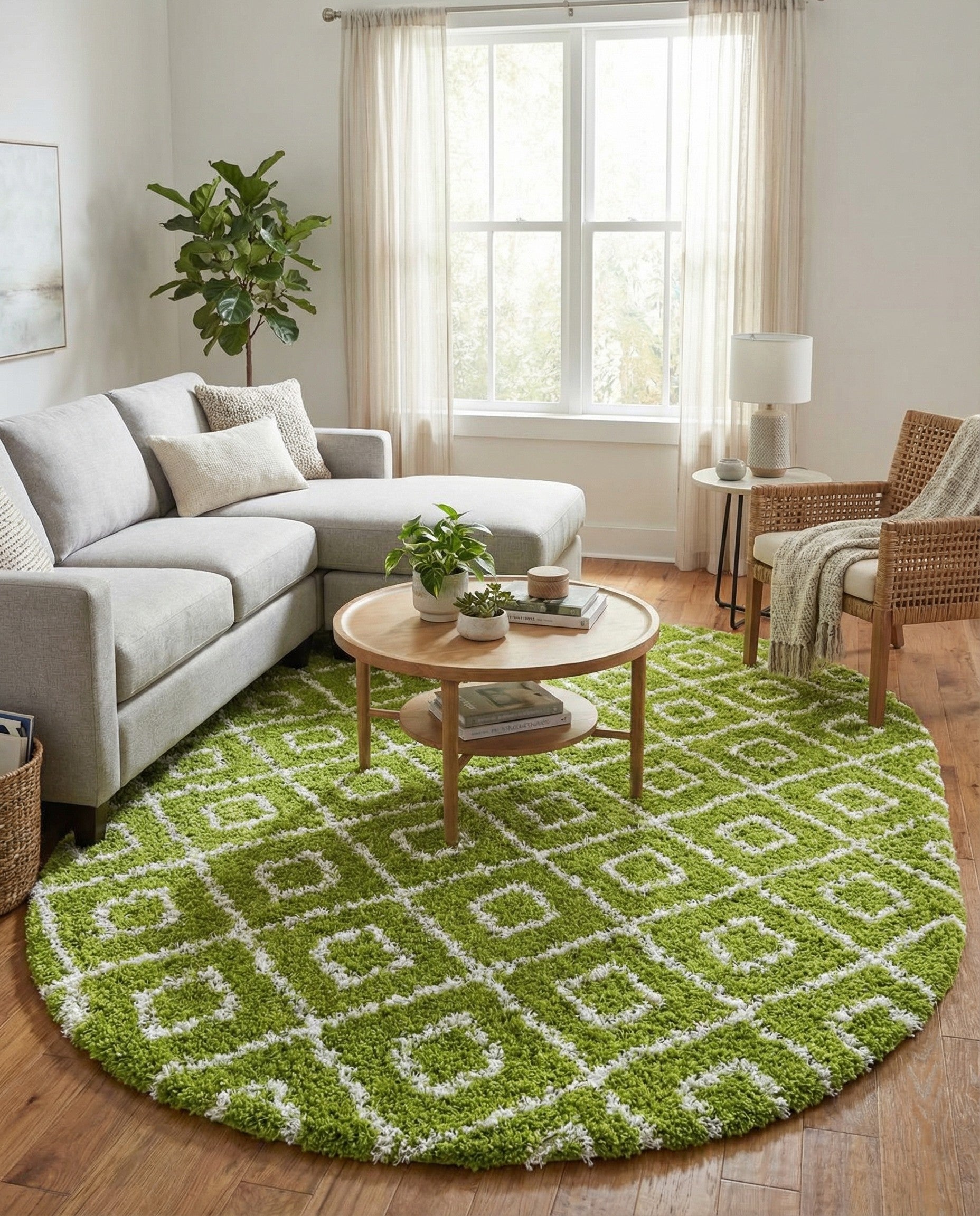  7' 10 x 10' Lattice Shag Oval Rug