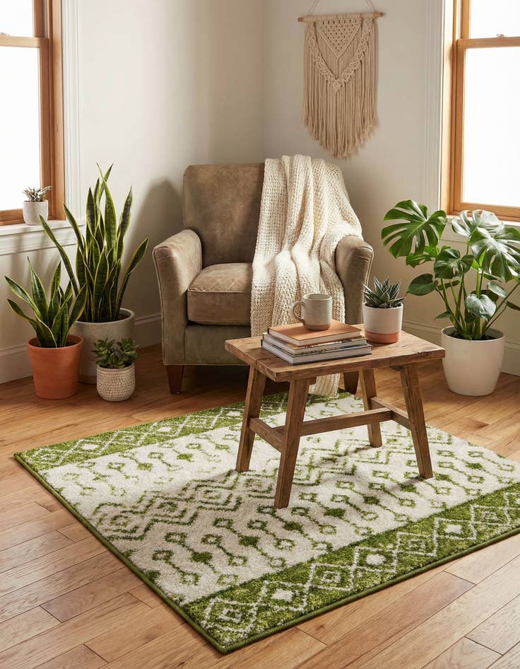 Detail image of 3' 3 x 3' 3 Moroccan Trellis Square Rug