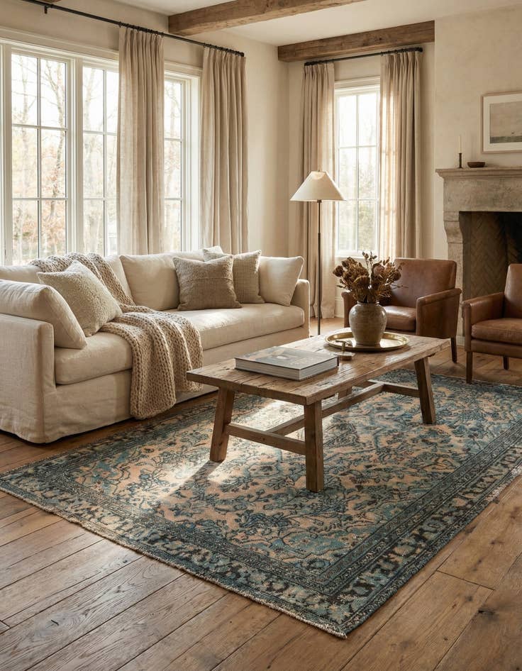 Detail image of  6' 6 x 9' 8  Hand Knotted Ultra Vintage Persian Wool Rug