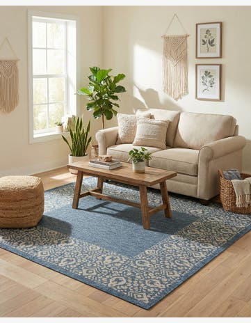 6' x 6' Easy-Clean Border Indoor / Outdoor Square Rug