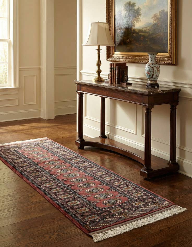 Detail image of  2' 6 x 5' 9  Hand Knotted Bokhara Oriental Wool Runner Rug