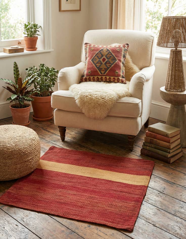 Detail image of 1' 5 x 1' 6  Hand Woven Pillow Wool Square Rug