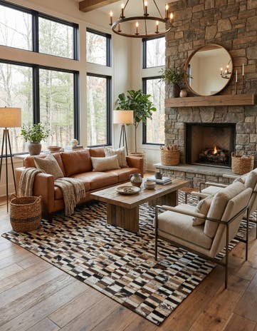 5' 3 x 8' Cowhide - Patchwork Rug