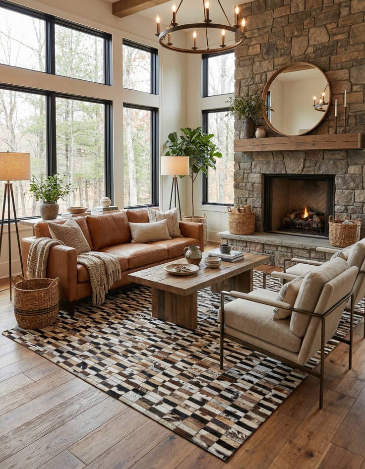 Detail image of 5' 3 x 8' Cowhide - Patchwork Rug