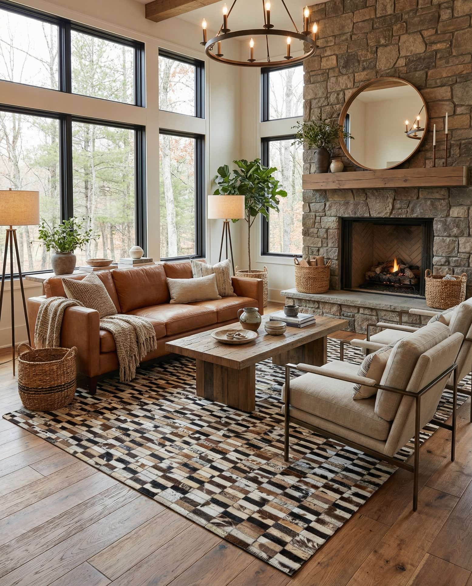 5' 3 x 8' Cowhide - Patchwork Rug