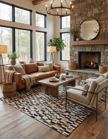 5' 3 x 8' Cowhide - Patchwork Rug