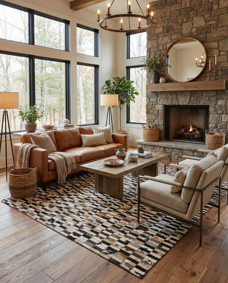 Detail image of 5' 3 x 8' Cowhide - Patchwork Rug