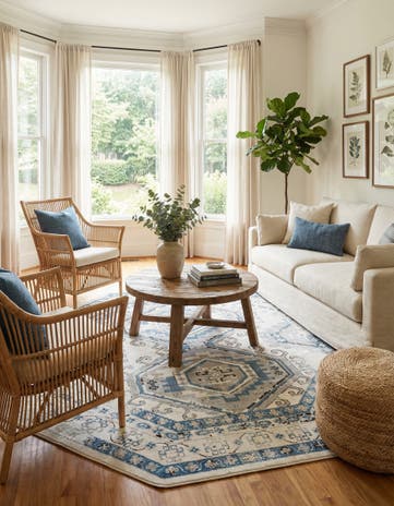 Ivory Aqua Charlotte Octagon Rug