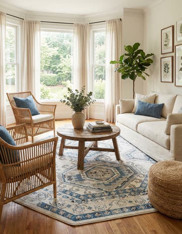 Ivory Aqua Charlotte Octagon Rug