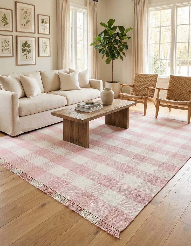 Detail image of 10' x 14' Eco Plaid   Washable Indoor / Outdoor Rug