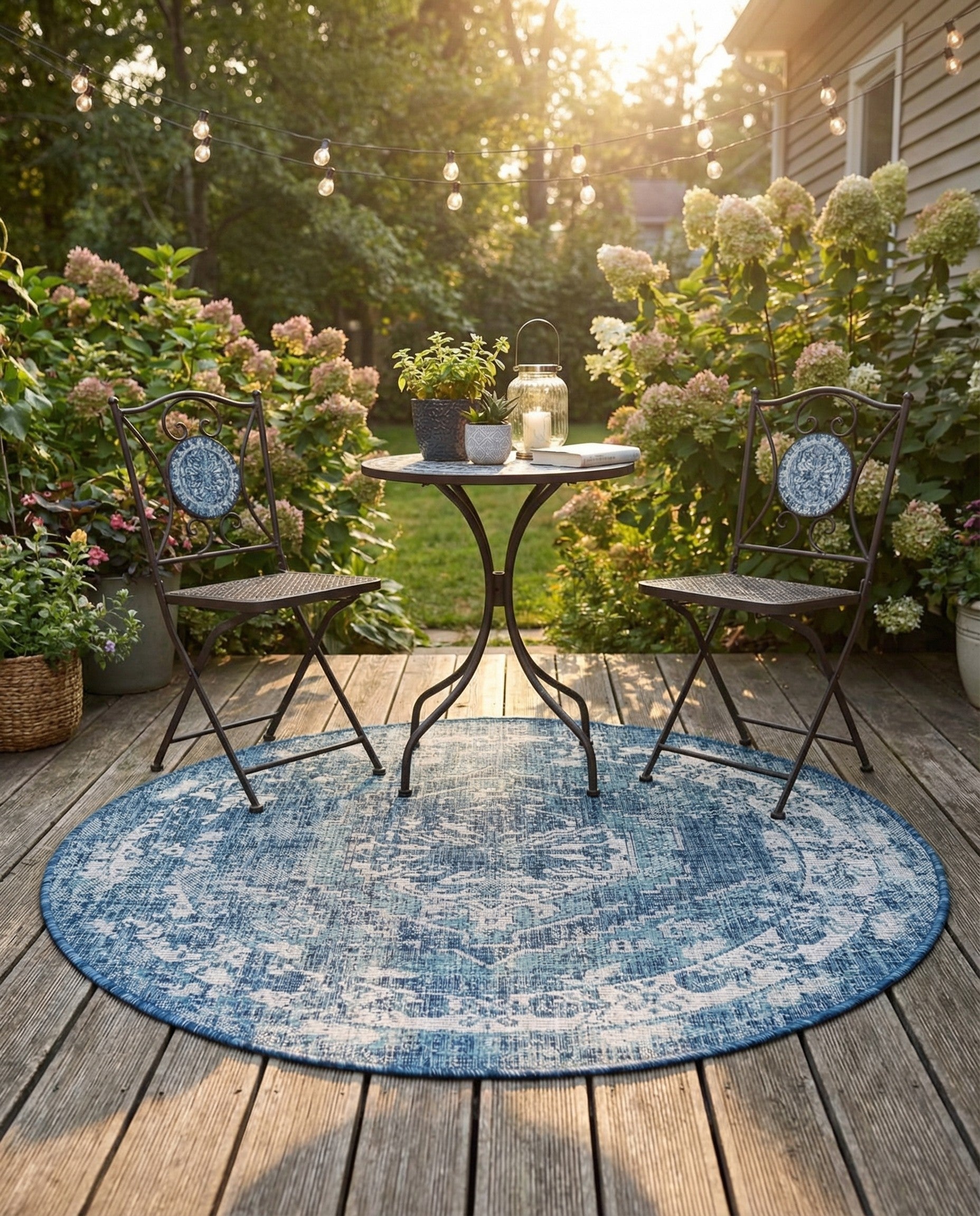  4' x 4'  Washable Traditional Indoor / Outdoor Round Rug