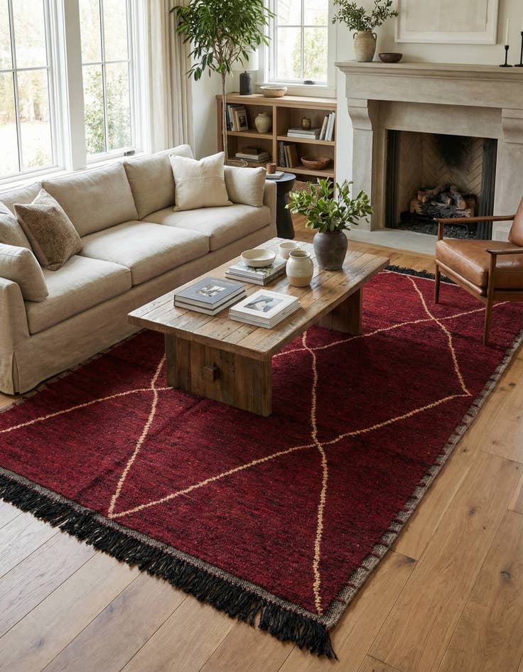 Detail image of 6' 2 x 9' 6  Hand Knotted Moroccan Wool Rug