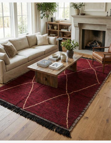 6' 2 x 9' 6 Hand Knotted Moroccan Wool Rug