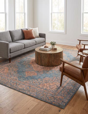 Peacock Blue and Antique Gold Boutique Rug