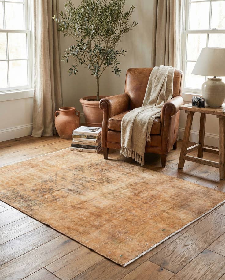 Detail image of 3' 5 x 5' Hand Knotted Ultra Vintage Persian Wool Rug