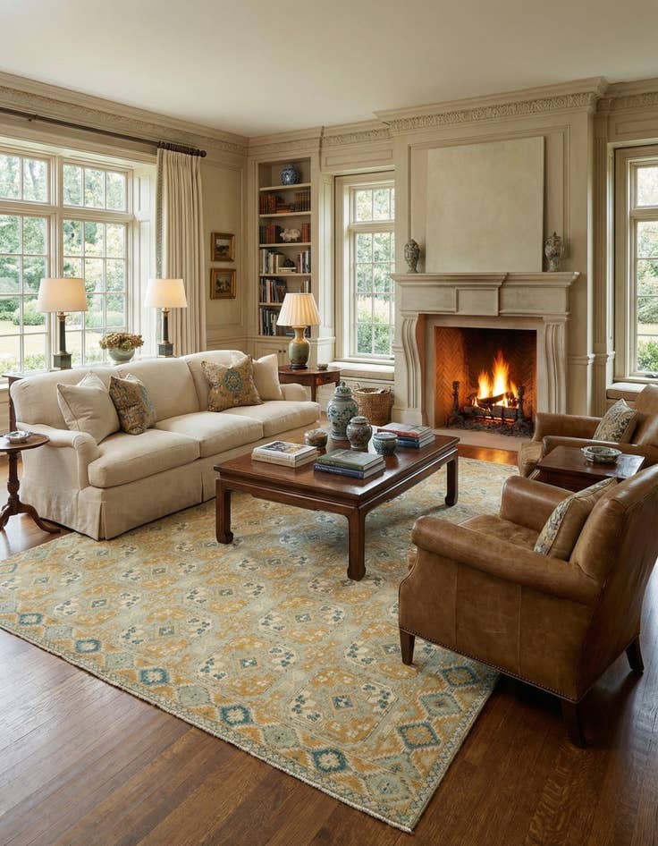 Detail image of 10' 2 x 15'  Hand Knotted Peshawar Ziegler Wool Rug